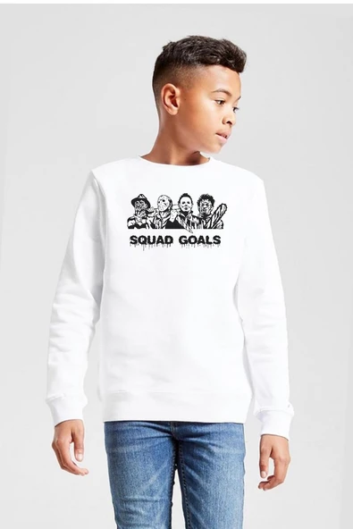 Horror Movie Squad Goals Beyaz Çocuk 2ip Sweatshirt ürün görseli 1