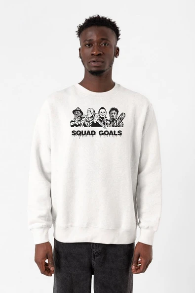 Horror Movie Squad Goals Beyaz Erkek 2ip Sweatshirt ürün görseli 1