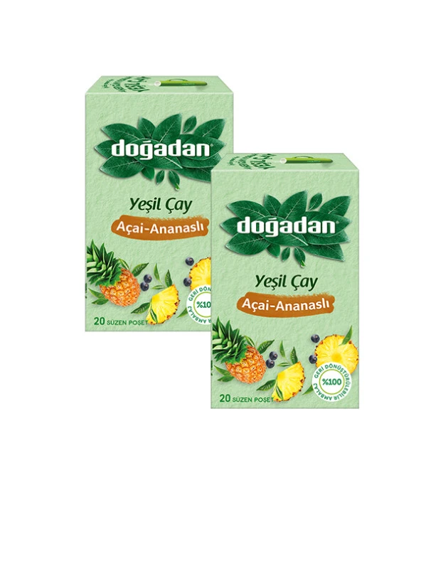YEŞİL ÇAY AÇAİ-ANANASLI 20 SÜZEN POŞET, 2 PAKET ürün görseli 1