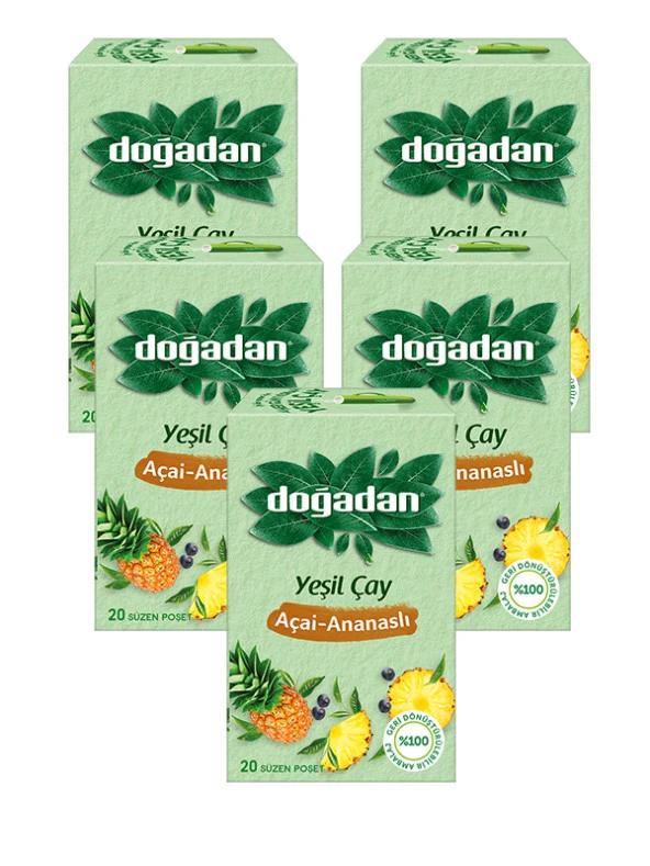 YEŞİL ÇAY AÇAİ-ANANASLI 20 SÜZEN POŞET, 5 PAKET ürün görseli 1