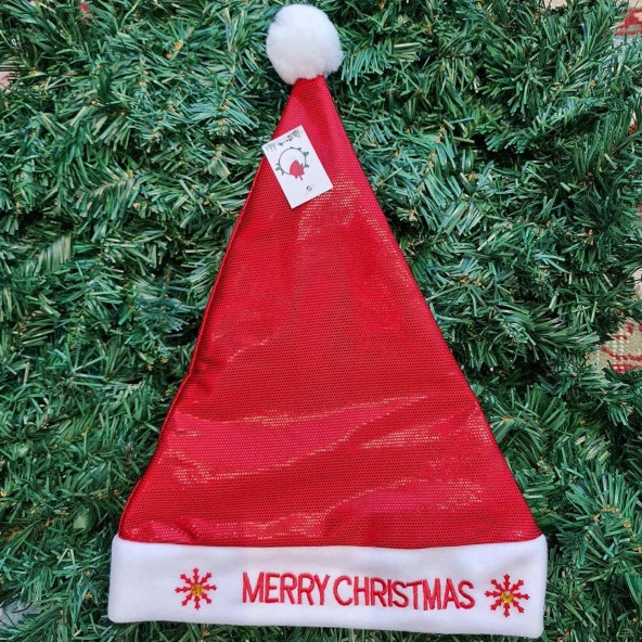 Yılbaşı Yeniyıl Kostümü Lüks Parıltılı Noel Baba Şapkası Kaliteli Yılbaşı Şapkası ürün görseli 1