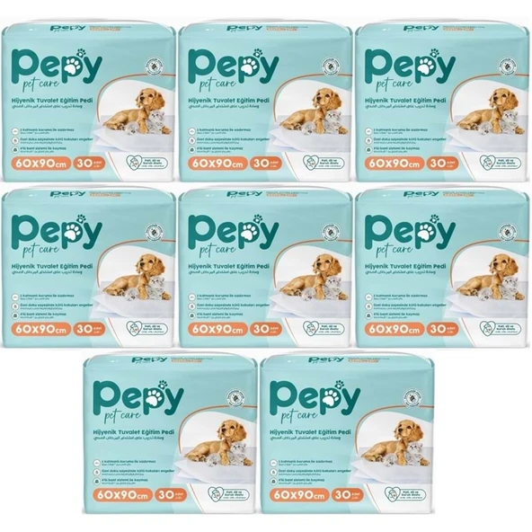 Pepy Evcil Hayvan Tuvalet Eğitim Pedi 60*90CM 240 Adet (8PK*30) ürün görseli 1