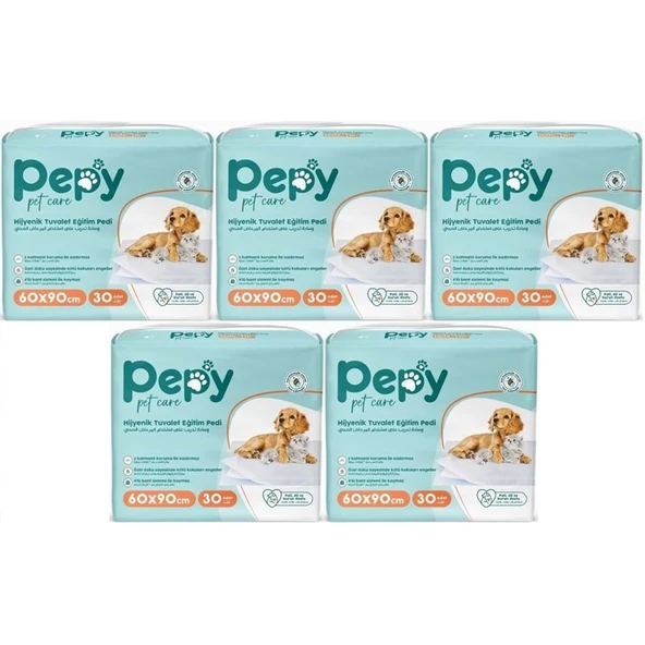 Pepy Evcil Hayvan Tuvalet Eğitim Pedi 60*90CM 150 Adet (5PK*30) ürün görseli 1