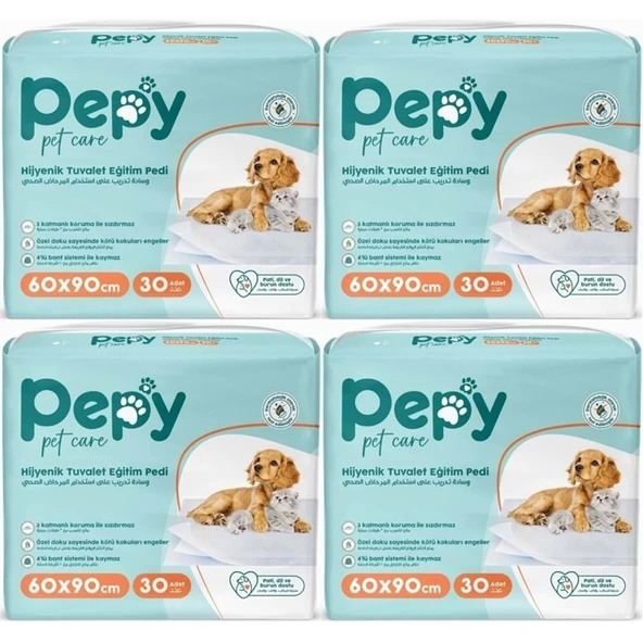 Pepy Evcil Hayvan Tuvalet Eğitim Pedi 60*90CM 120 Adet (4PK*30) ürün görseli 1
