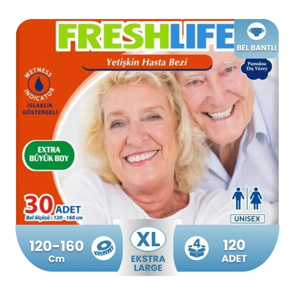Freshlife Belbantlı Hasta Bezi XL-Extra Large Beden 120 Adet ürün görseli 1
