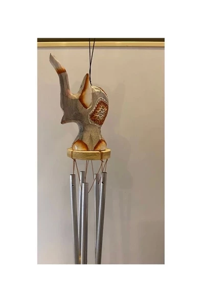 Deprem Çanı Zili Rüzgar Çanı Ahşap Figürlü 5 Metal Borulu ürün görseli 1