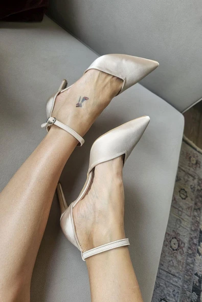 036 5469 Topukla Kadın Stiletto Bilekden Bağlamalı Abiye Ayakkabı ürün görseli 1