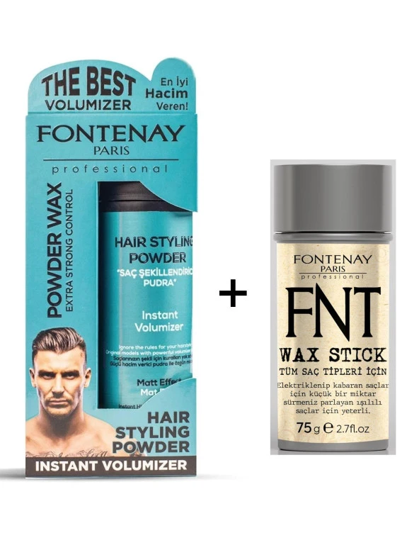 Fontenay Pudra Toz Wax Mat Effect Mavi 20gr + Hair Wax Stick 75gr 2Li Set ürün görseli 1