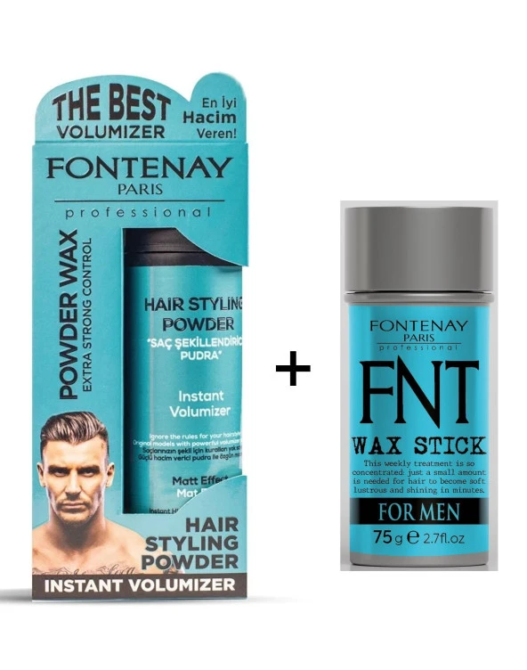 Fontenay Pudra Toz Wax Mat Effect Mavi 20gr +Hair Wax Stick 75gr 2Li Set ürün görseli 1