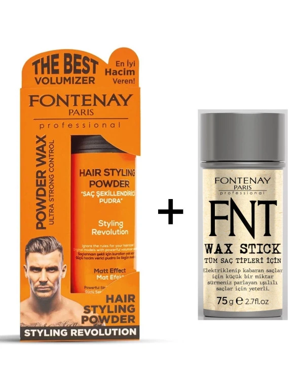 Fontenay Pudra Toz Wax Ultra Strong Turuncu 20gr + Hair Wax Stick 75gr 2Li Set ürün görseli 1