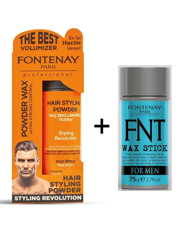 Fontenay Pudra Toz Wax Ultra Strong Turuncu 20gr + Hair Wax Stick 75gr 2Li Set ürün görseli 1