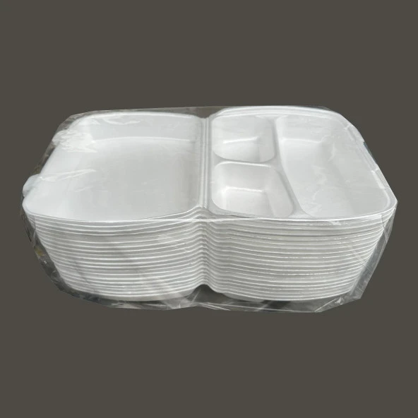 Dağyüce 23/A Tek Kullanımlık Köpük 3 Bölmeli Kapaklı Kase Kutu - 20x24 Cm. - 20 Adetlik 1 Paket ürün görseli 1