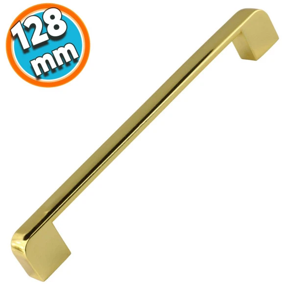 Çekmece Dolap Mutfak Kulpu Kapak Kulbu Metal Kulp Mobilya Gold Renk 128 mm Dolabı Kulpları ürün görseli 1