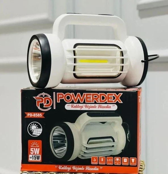 Powerdex PD-8585 Çift Işıklı Solar Şarjlı El Feneri ve Kamp Lambası ürün görseli 1