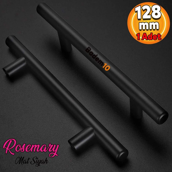 Rosemary Mobilya Mutfak Çekmece Dolap Dolabı Kulpu Kulbu (128 MM-12.8 CM) Mat Siyah Metal Kulpları ürün görseli 1