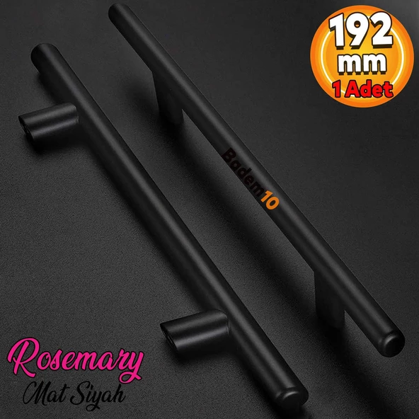 Rosemary Mobilya Mutfak Çekmece Dolap Dolabı Kapak Kulpu Kulpları Kulbu 192 Mm Mat Siyah Metal Kulp ürün görseli 1