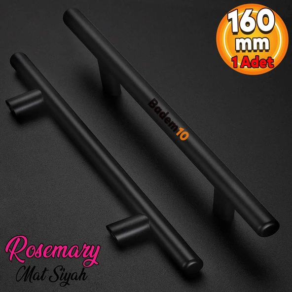 Rosemary Mobilya Mutfak Çekmece Dolap Dolabı Kulpu Kulbu (160 MM-16.0 CM) Mat Siyah Metal Kulpları ürün görseli 1