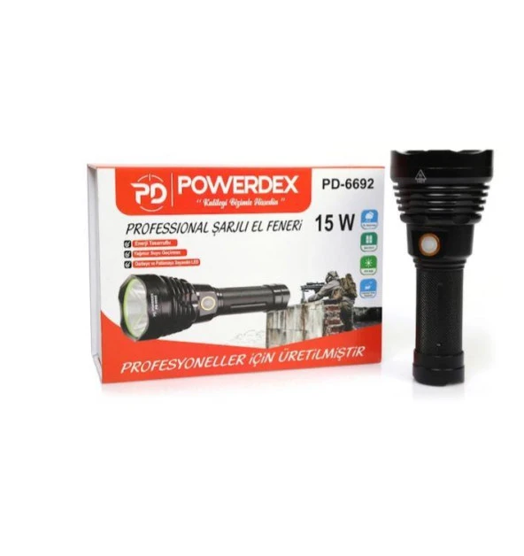 Powerdex PD-6692 Profesyonel Şarjlı El Feneri ürün görseli 1