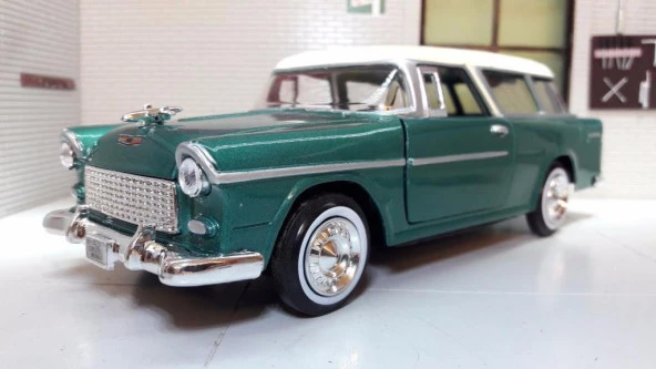 MotorMax 1955 Chevrolet Bel Air Nomad 1/24 Yeşil Model Araba ürün görseli 1