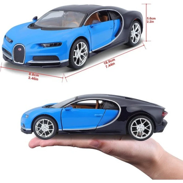 Maisto 1/24 Bugatti Chiron Mavi Model Araba - Resim 3