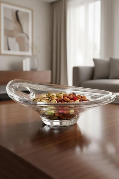 Paşabahçe El İmalatı Kristal Ortası Bombeli Oval Kase 1 Adet 13184 ürün görseli 1