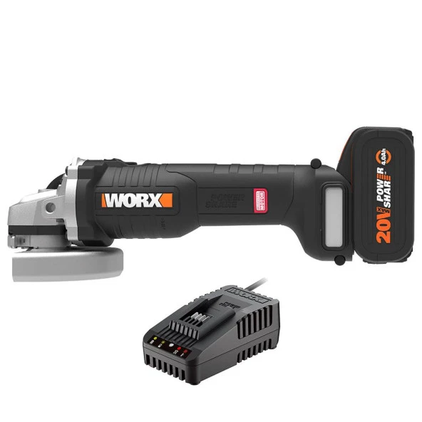 WORX WX812.9C 20Volt 2.0Ah. 125mm Kömürsüz Profesyonel Tek Akülü Şarjlı Avuç Taşlama ürün görseli 1