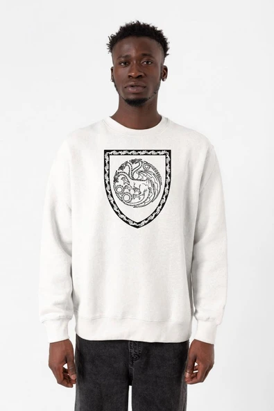 House Of The Dragon Targaryen Amblem Beyaz Erkek 2ip Sweatshirt ürün görseli 1