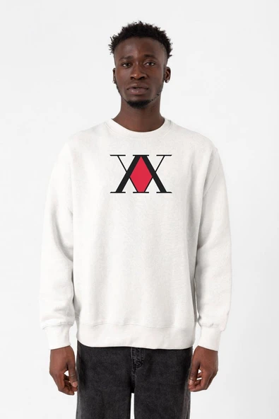 Hunter x Hunter Anime Logo Beyaz Erkek 2ip Sweatshirt ürün görseli 1