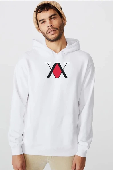 Hunter x Hunter Anime Logo Beyaz Erkek 3ip Kapşonlu  Sweatshirt ürün görseli 1
