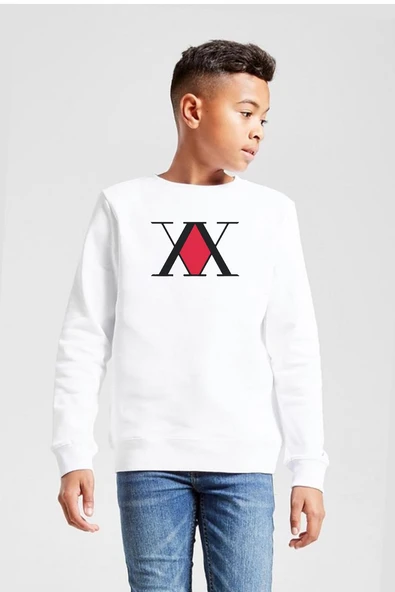 Hunter x Hunter Anime Logo Beyaz Çocuk 2ip Sweatshirt ürün görseli 1