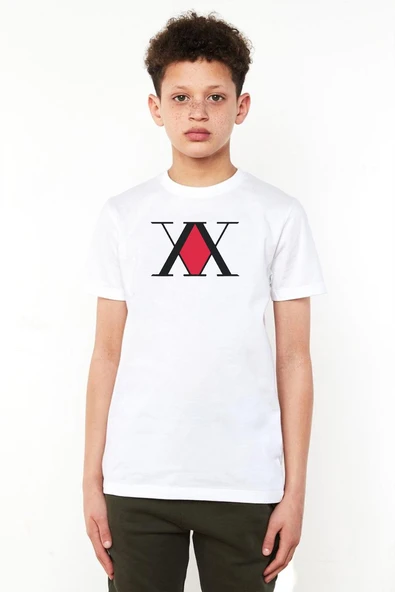 Hunter x Hunter Anime Logo Beyaz Çocuk Bisikletyaka Tshirt ürün görseli 1