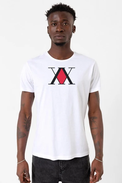 Hunter x Hunter Anime Logo Beyaz Erkek Bisikletyaka Tshirt ürün görseli 1