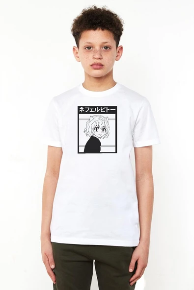 Hunter x Hunter Anime Neferpitou Beyaz Çocuk Bisikletyaka Tshirt ürün görseli 1