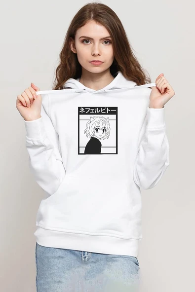 Hunter x Hunter Anime Neferpitou Beyaz Kadın 3ip Kapşonlu Sweatshirt ürün görseli 1