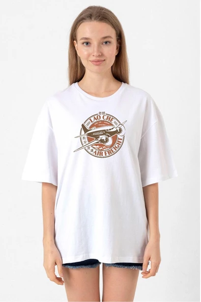Indiana Jones Lao Che Air Freight Beyaz Kadın Oversize Tshirt ürün görseli 1