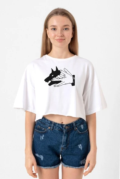 Jujutsu Kaisen Anime Divine Dogs Beyaz Kadın Crop Tshirt ürün görseli 1
