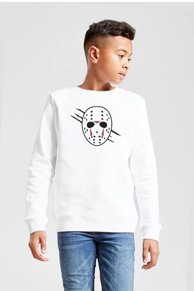 Jason Voorhees Facemask Beyaz Çocuk 2ip Sweatshirt ürün görseli 1