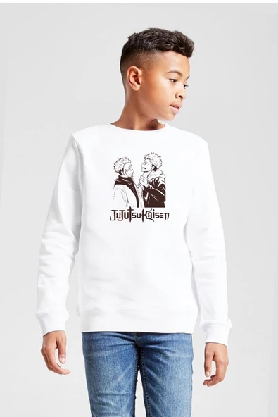 Jujutsu Kaisen Anime Long Beyaz Çocuk 2ip Sweatshirt ürün görseli 1