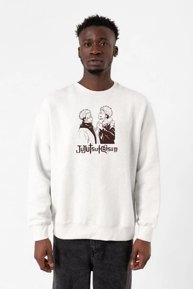 Jujutsu Kaisen Anime Long Beyaz Erkek 2ip Sweatshirt ürün görseli 1
