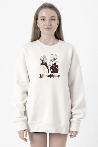 Jujutsu Kaisen Anime Long Beyaz Kadın 2ip Sweatshirt ürün görseli 1