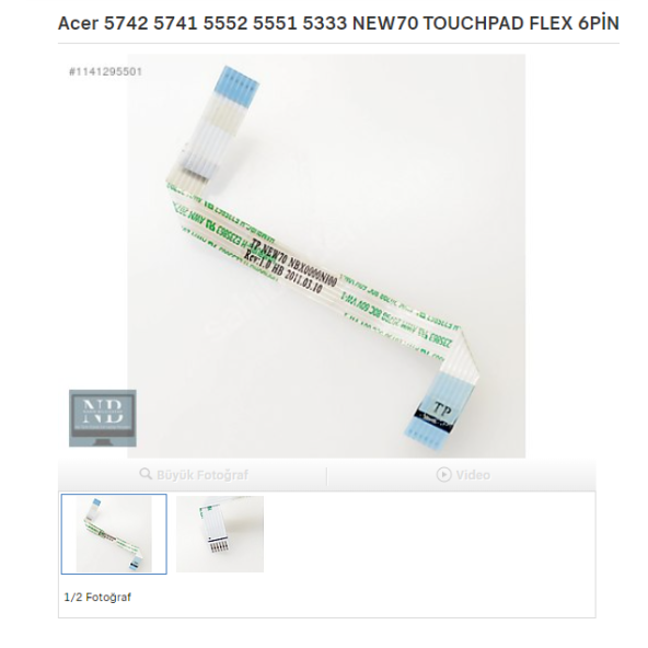 Acer 5742 5741 5552 5551 5333 NEW70 TOUCHPAD FLEX KABLO 6 PİNLİ ürün görseli 1