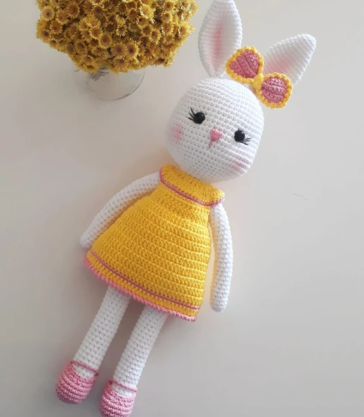 Şirin Tavşan Uyku Arkadaşı Amigurumi Organik Oyuncak ürün görseli 1