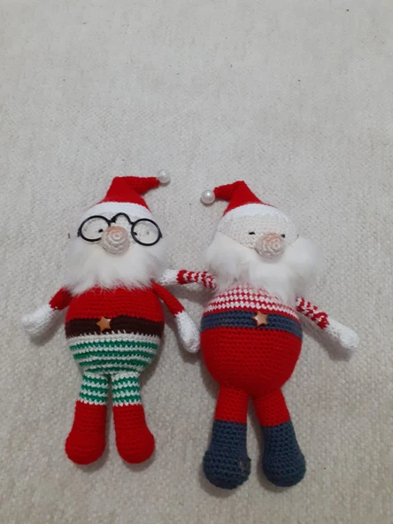 İkiz Noel Babalar Amigurumi Organik Oyuncak ürün görseli 1