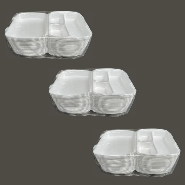 Dağyüce 23/A Tek Kullanımlık Köpük 3 Bölmeli Kapaklı Kase Kutu - 20x24 Cm. - 20 Adetlik 3 Paket ürün görseli 1