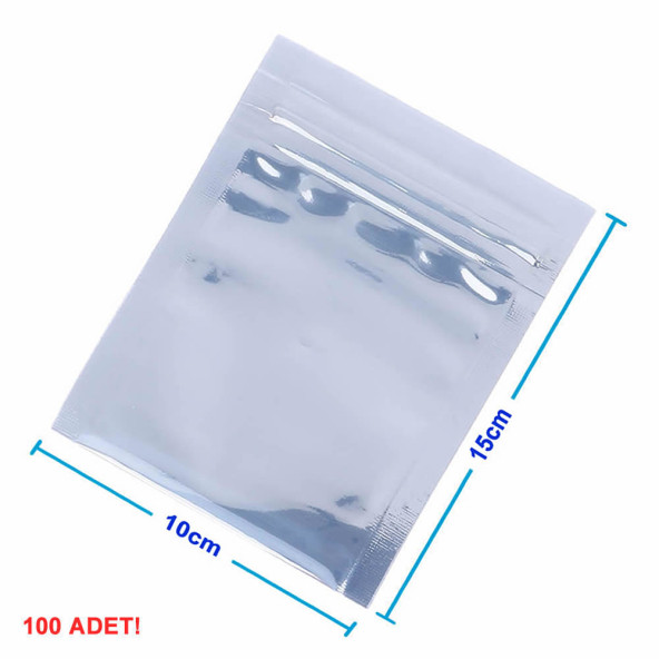 Kilitli Antistatik Poşet 10x15cm 100 Adet  Şeffaf Su Toz Geçirmez Koruyucu Esd Metalize Torba Çanta ürün görseli 1