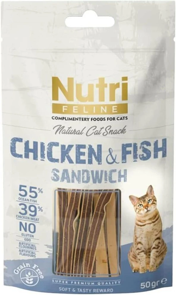 Nutri Feline Chicken Fish Sandwich Tahılsız Kedi Ödülü 50 Gr ürün görseli 1