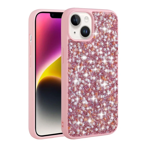 Zore Apple ile uyumlu iPhone 13 Kılıf Parlak Taşlı Tasarım Linea Kapak ürün görseli 1