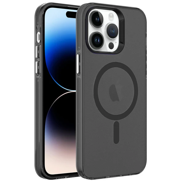 Zore Apple ile uyumlu iPhone 14 Pro Kılıf M-safe Şarj Özellikli Buzlu Transparan C-Pro Sert Kapak ürün görseli 1