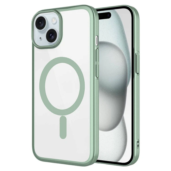 Zore Apple ile uyumlu iPhone 15 Plus Kılıf Wireless Şarj Özellikli Sert PC Mat Riksos M-safe Kapak ürün görseli 1