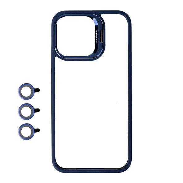 Zore Apple ile uyumlu iPhone 15 Pro Kılıf Kamera Lens Korumalı Standlı Klon Lensli Kapak ürün görseli 1